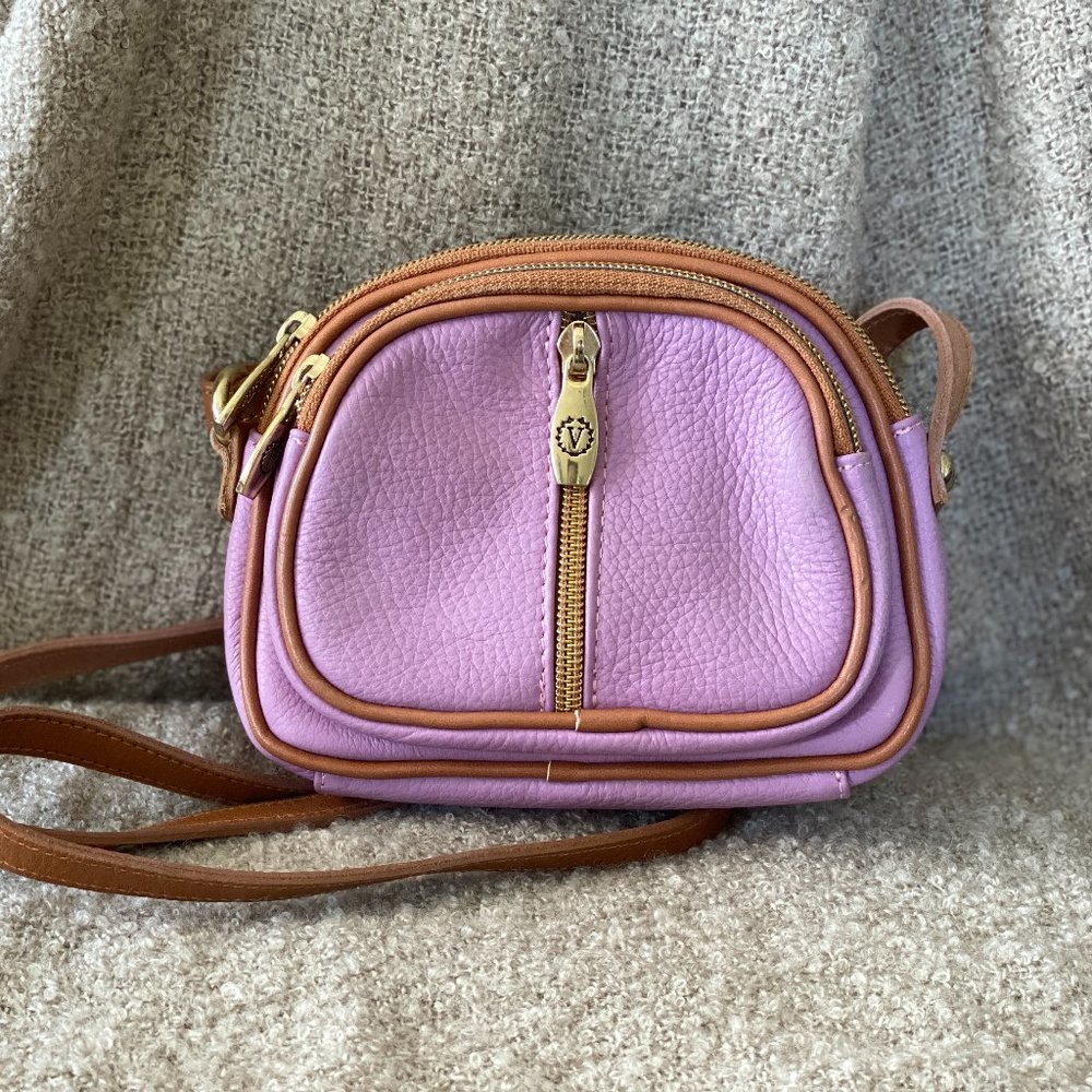 Valentina Light Purple / Brown Leather Small Crossbody Bag